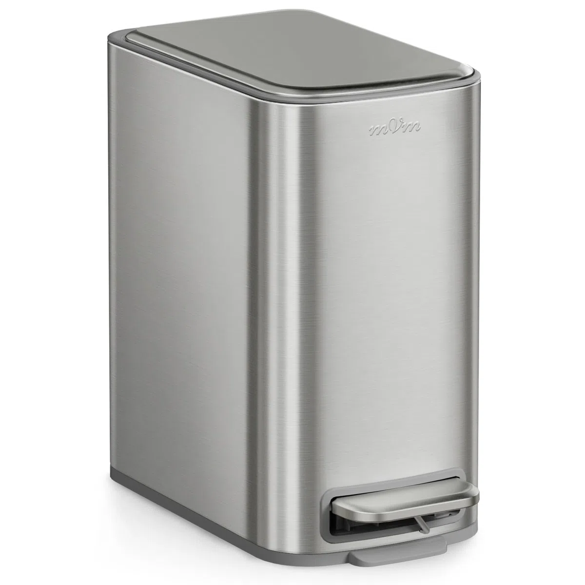 mVm Pattumiera Bagno Design 6L con Pedale, Secchio Interno Rimovibile, Chiusura Soft Close, Pattumiera Slim in Acciaio Inox per Bagno Moderno