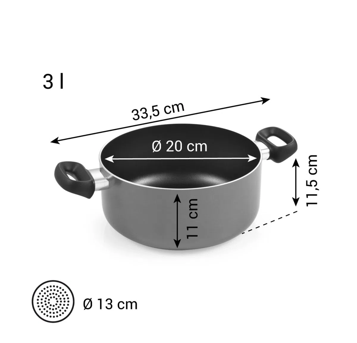 Tescoma 595470 Casseruola antiaderenti due manici, ø 20 cm capacità 3 litri, linea Brava