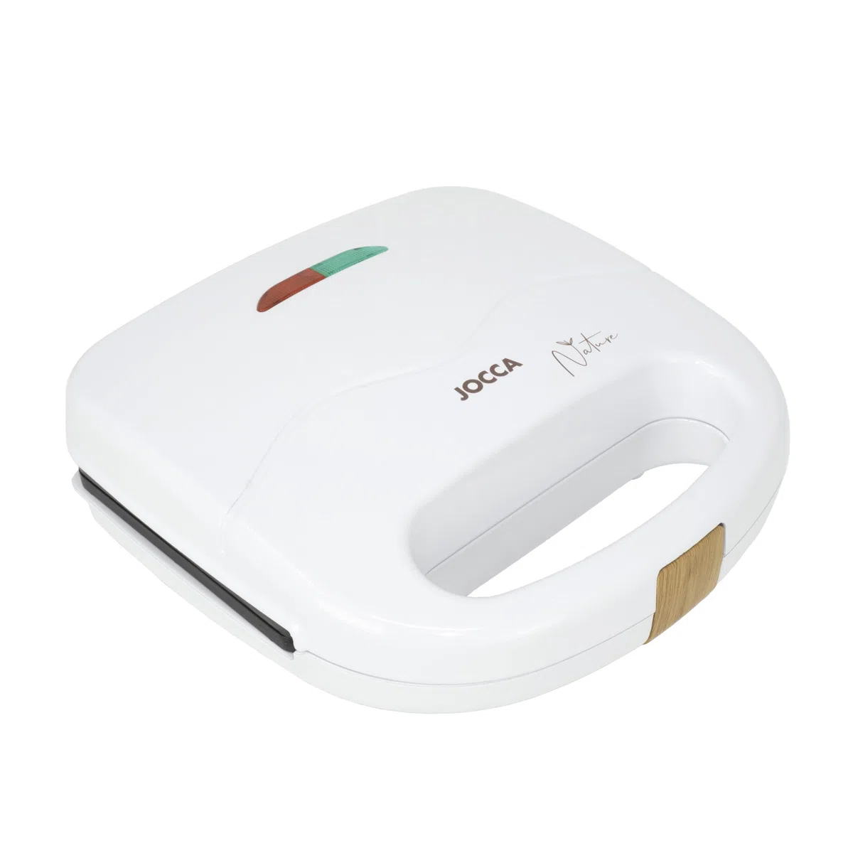 JOCCA - Tostapane a 2 fette, tostapane linea Nature/Piastre Grill Antiaderenti/Indicatori luminosi/Panini e altri pasti/Finitura moderna Effetto Legno (Bianco)