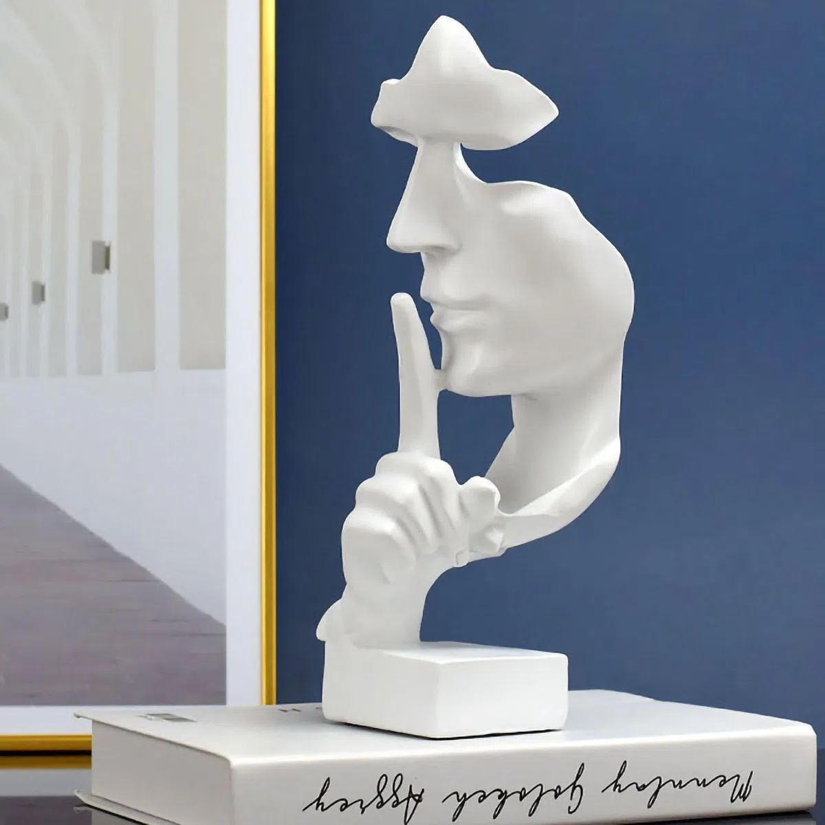 Tissting Statua del Pensatore, Scultura Astratta Moderna in Poliresina Decorativa con Volto Spezzato, Design Creativo 27x10 cm per Decorazione Soggiorno Studio Ufficio