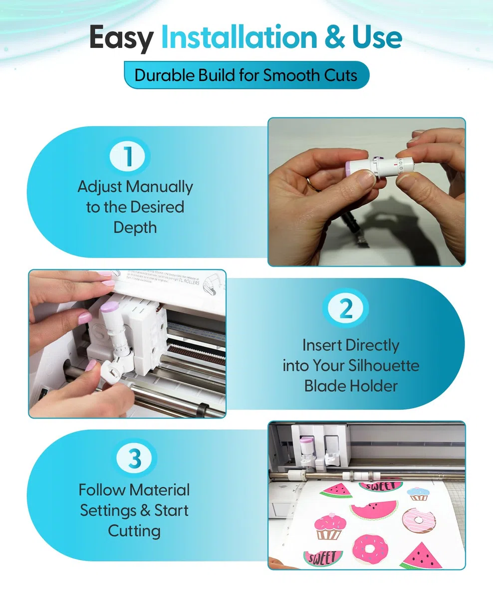 Silhouette America 1mm Manual Adjust Blade for Models, 1 mm, Alluminio, Lama Premium per Cameo 4 e Portrait 3