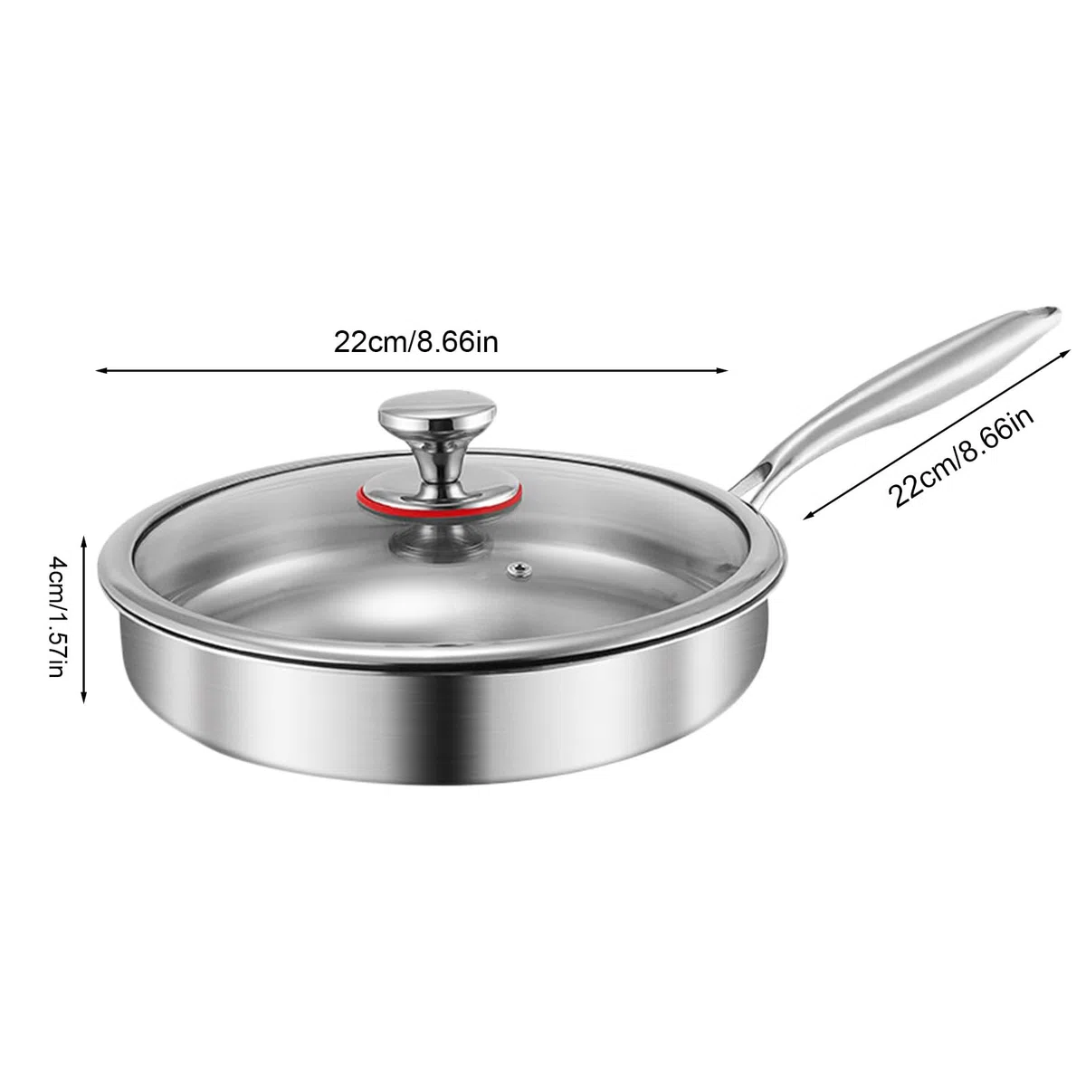 Set Di Pentole In Titanio Professionale 22 Cm Coperchio Incluso, Antiaderente Senza Rivestimento Per Friggere, Rosolare, Stufare E Cucinare Senza