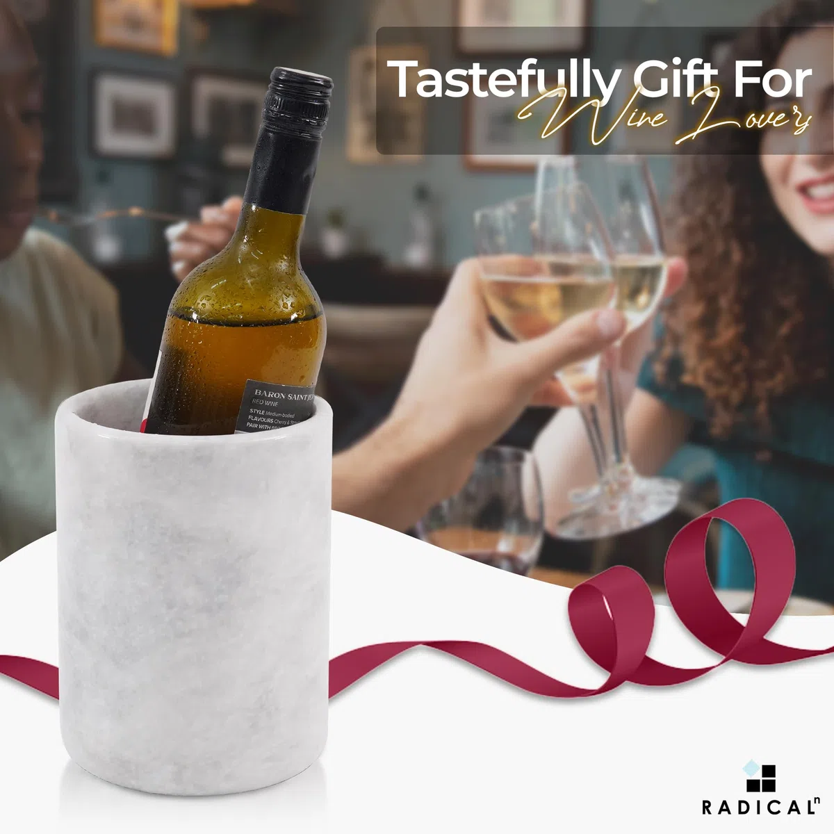 Refrigerante per vino bianco da tavolo fatto a mano marmo termiche per vino per champagne – altezza 11.4 x 11.4 x 16.5 cm "Beverage Freeze Cooler Holder – Uso come utensili
