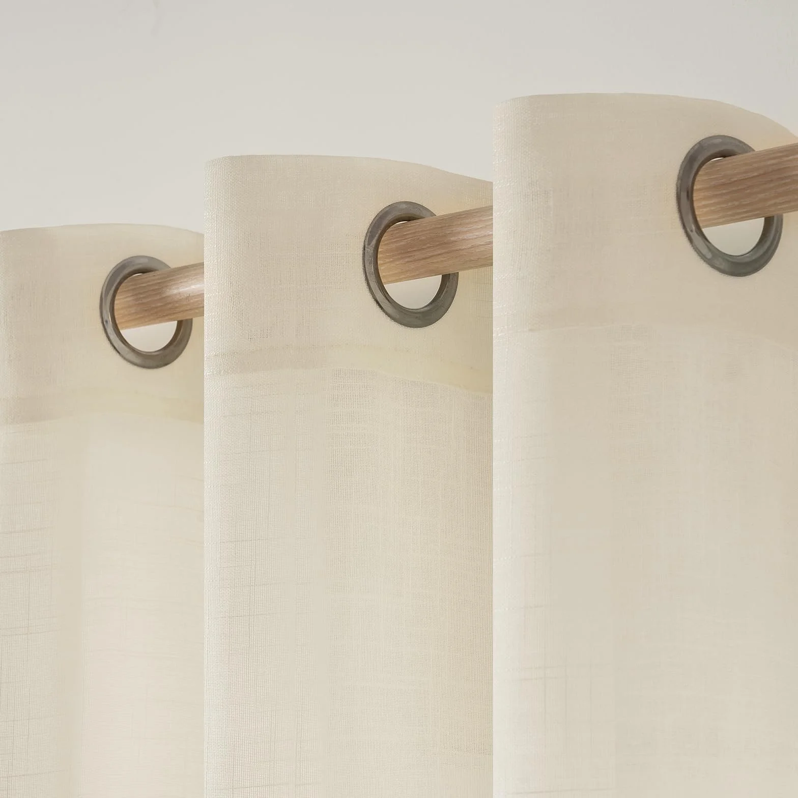 MIULEE Tende Lino Trasparenti Beige leggero con Occhielli, 2 Pannelli 140L x 260A cm - Tende Soggiorno & Camera da Letto Filtranti Luce per Interni