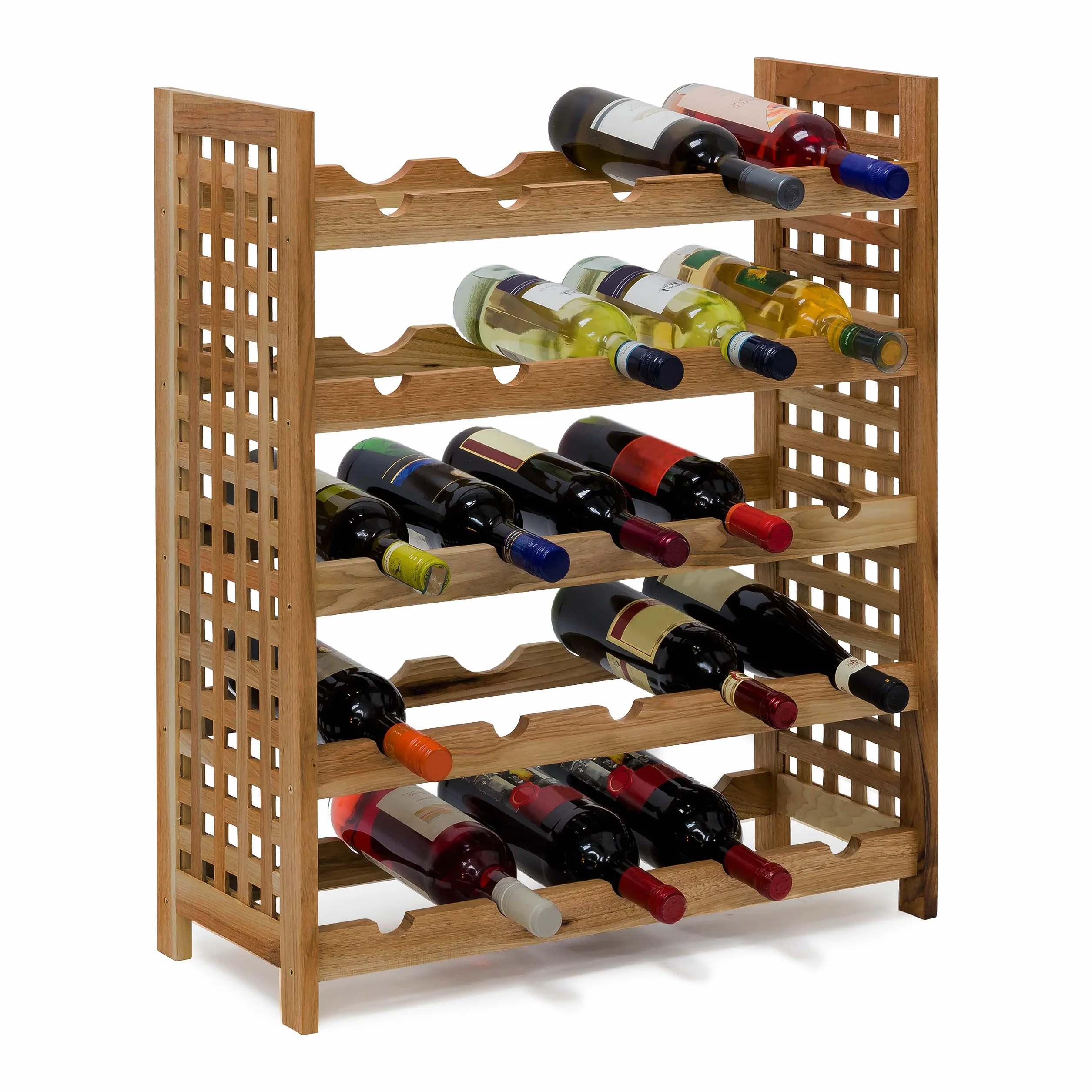 Relaxdays - Cantinetta per Vino in Legno di Noce Oliato 5 Scaffali, Spazio per 25 Bottiglie, 73 X 63 X 25 cm, marrone