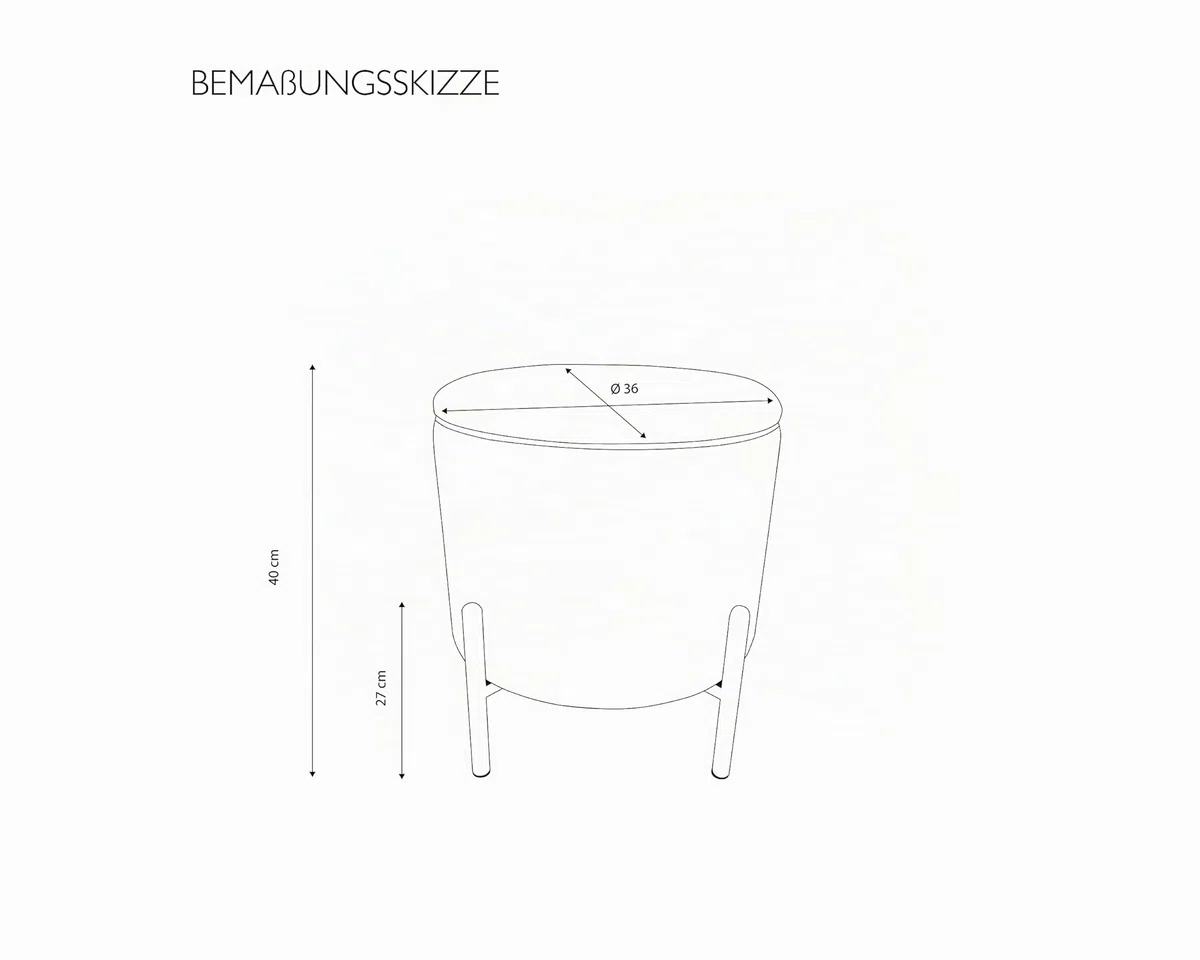 ECHTWERK Pouf Logan, con vano portaoggetti, Coperchio Rimovibile, Contenitore Rotondo, con Piedi in Legno, Adatto per Camera da Letto e Soggiorno, 40 x 40 x 40 cm, Fino a 150 kg, bay