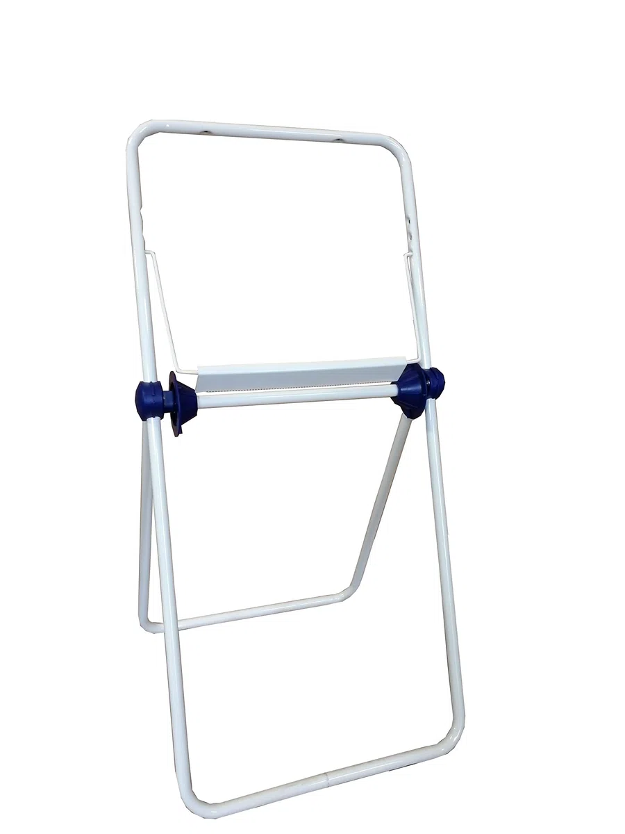 Tecnokit Dispenser porta rotolo carta a pavimento in acciaio, bianco,dimensioni cm 38x40x86h, lama posizionabile in tre posizioni, richiudibile, accessori per l'utilizzo inclusi.