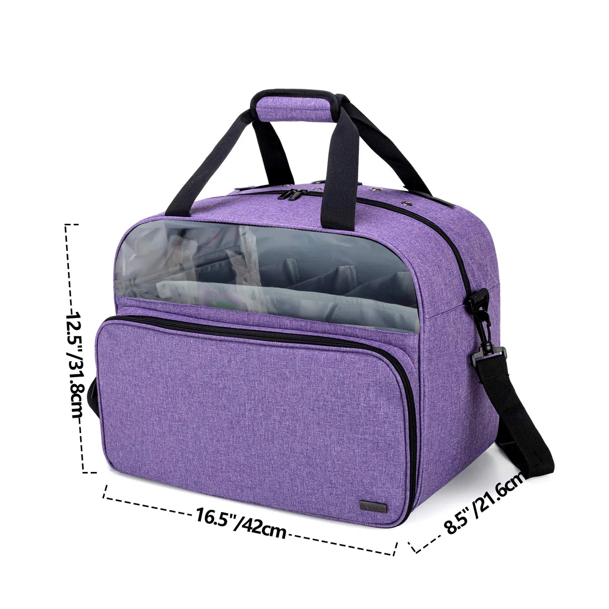 Teamoy Borsa per Lavoro a Maglia, Borsa da Trasporto per Filati, Organizer per Lana Gomitolo, con Tasche per Ferri da Maglia, Uncinetto e Altri Accessori, Viola(Solo Borsa)