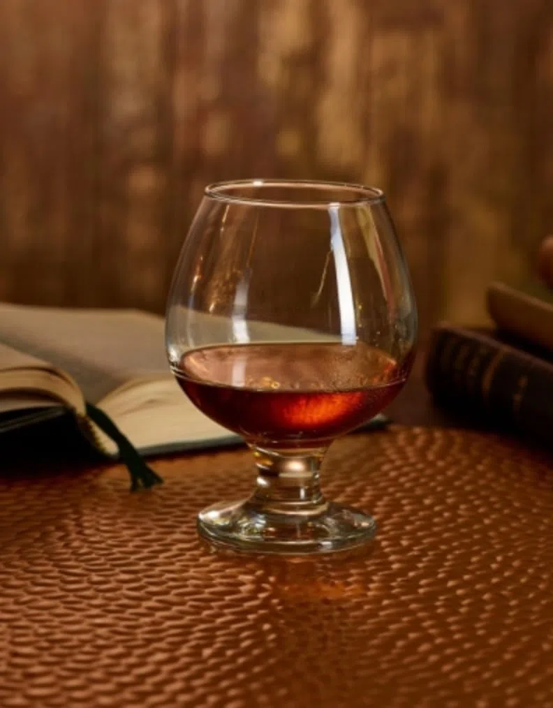 Set scaldavivande con bicchierino per brandy e cognac, in argento, con lumini, bar e pub