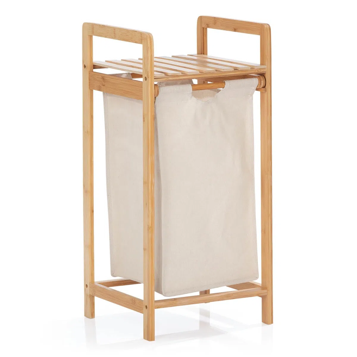 Lumaland - Cesto portabiancheria in bambù con sacco estraibile, materiale di facile manutenzione, resistente all'umidità e facile da pulire, 73 x 33 x 33 cm