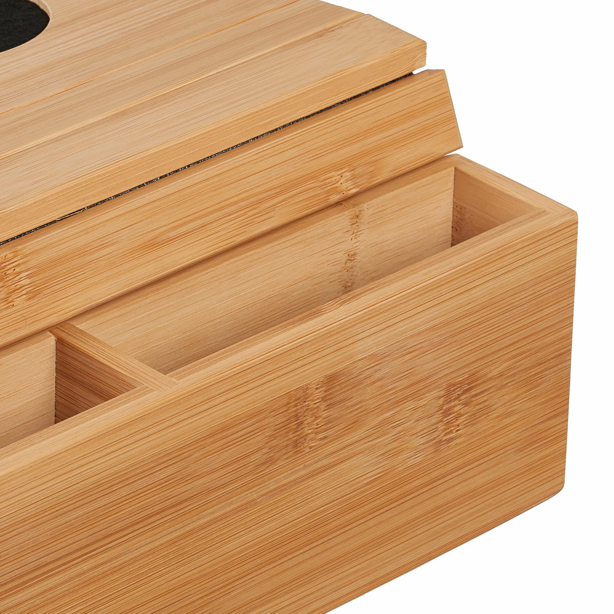Relaxdays Vassoio per Bracciolo Divano, Tavolino con 2 Scomparti Porta Tazza caffè, HLP: 5,5x50x33,5 cm, bambù, Naturale