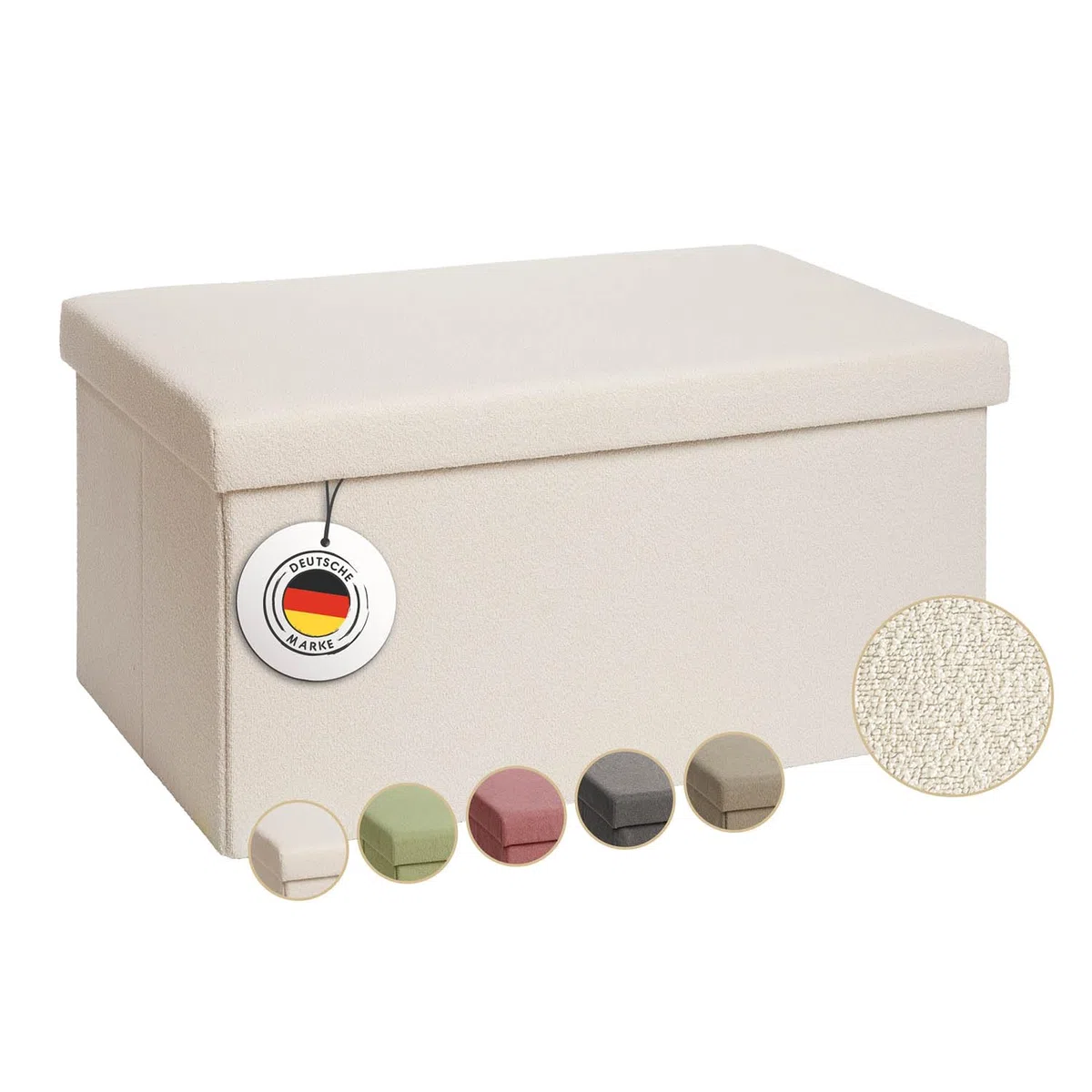 Laleni panca contenitore grande - panca camera da letto 76x38 cm - cassapanca contenitore da interno - panche contenitori - panca contenitore camera da letto - puff contenitore rettangolare - in beige