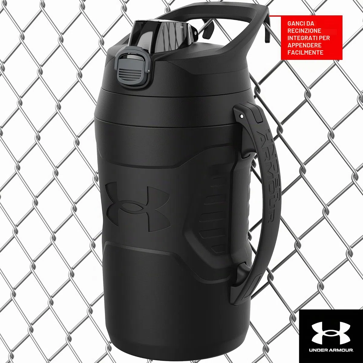 Under Armour Playmaker - Borraccia per Acqua, 1,8 l, 907,2 g, Baseball, Calcio, Palestra, Calcio | con maniglia