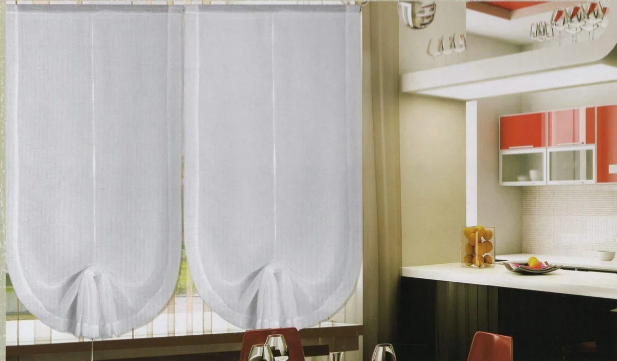 Coppia Tende a Pacchetto Tendine Regolabili per Finestra a Vetro Misura 45x150-60x150-90x150 cm-Colore Bianco (B - bxh 60x150 cm)