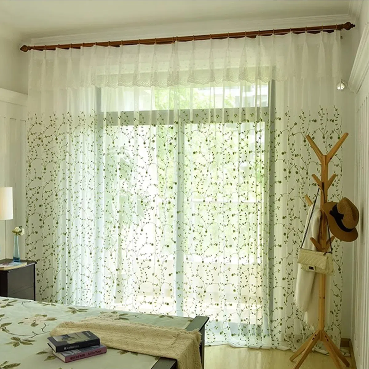 Generico Tende Semplici E Moderne in Tulle, Tende per Finestre a Isolamento Termico Vintage E a Riduzione del Rumore, Tenda Semi-Oscuranti(W*H:250x265cm(98x104inch), A(Hooks Top))