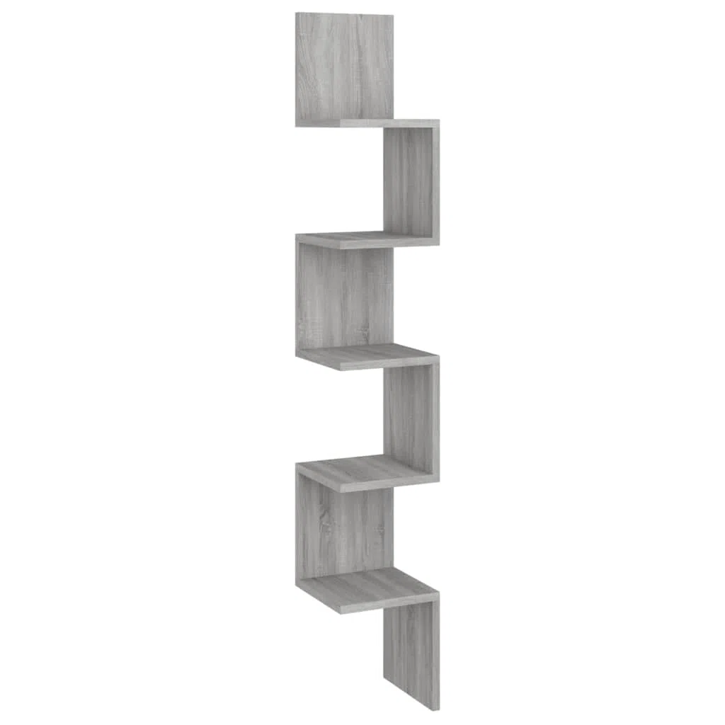 vidaXL Mensola Angolare Grigio Sonoma 20x20x127,5 cm Truciolato