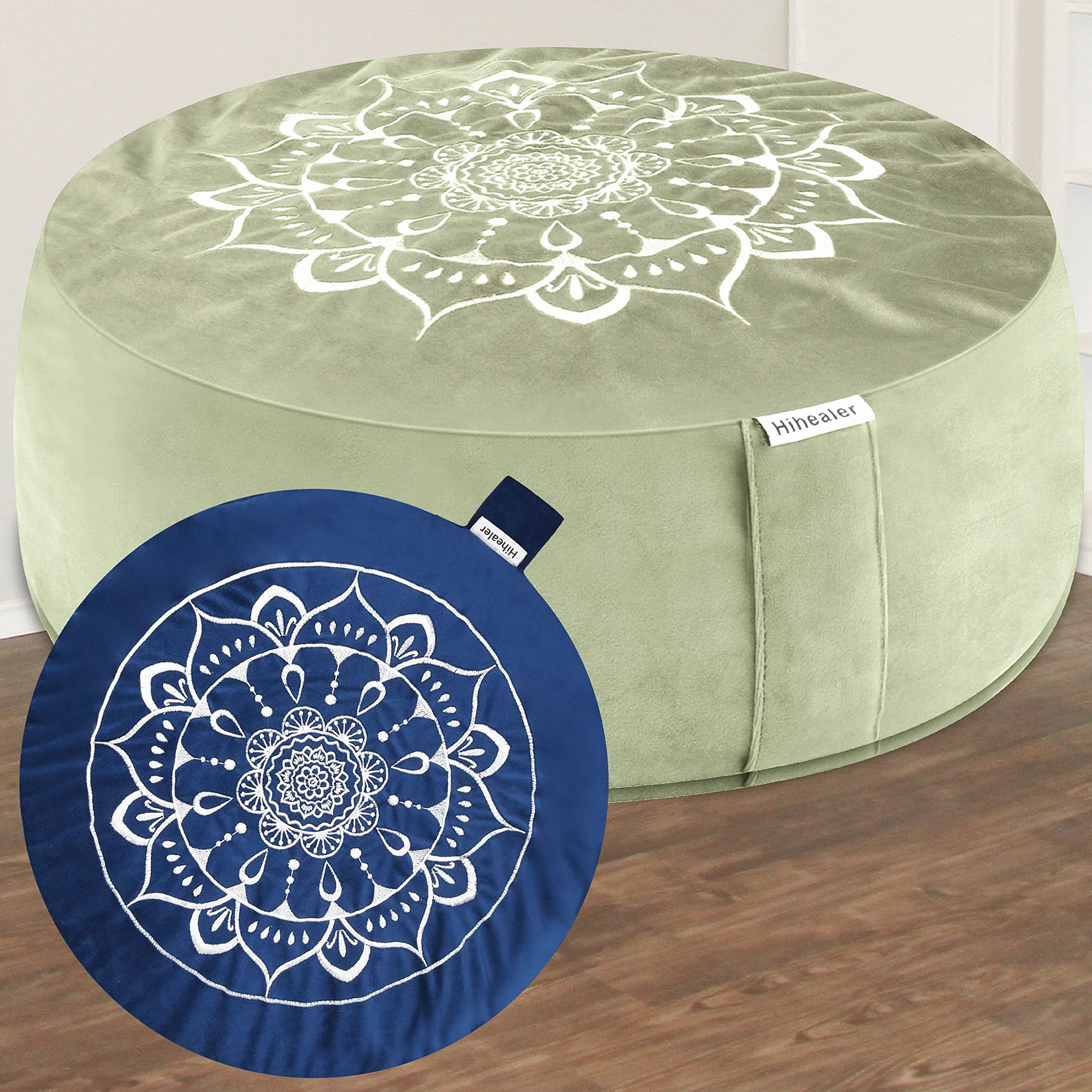 Hihealer Meditation Cushion with Extra Velvet Cover - Large Traditional Tibetan Meditation Yoga Floor Cushion Pillow Zafu Filled by Buckwheat Hulls, Great Gift for Women