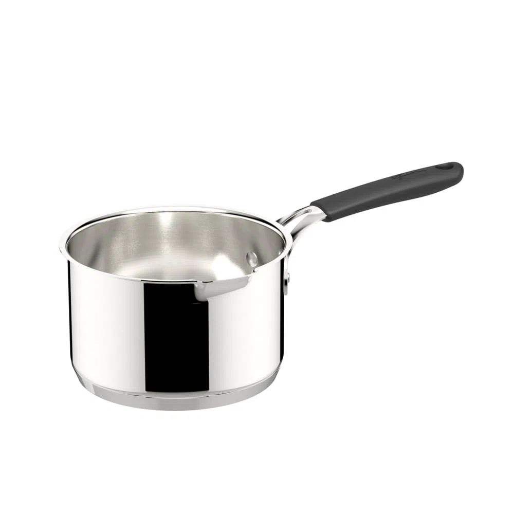 Lagostina Tempra Acciaio Bollilatte, Pentolino Ø 16 cm in Acciaio Inox 18/10, con Fondo Lagotherm e Manico in Silicone, Pentolino adatto a Induzione, Gas e Forno
