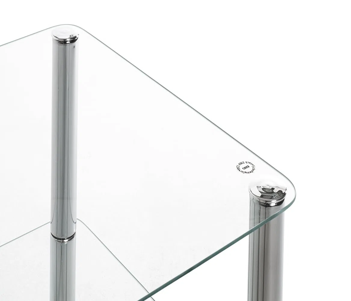 HAKU Tavolino quadrato in metallo cromato Tavolino da divano con piano in vetro di sicurezza - Dimensioni: L 39 cm x A 47 cm x P 39 cm, Stile: Moderno