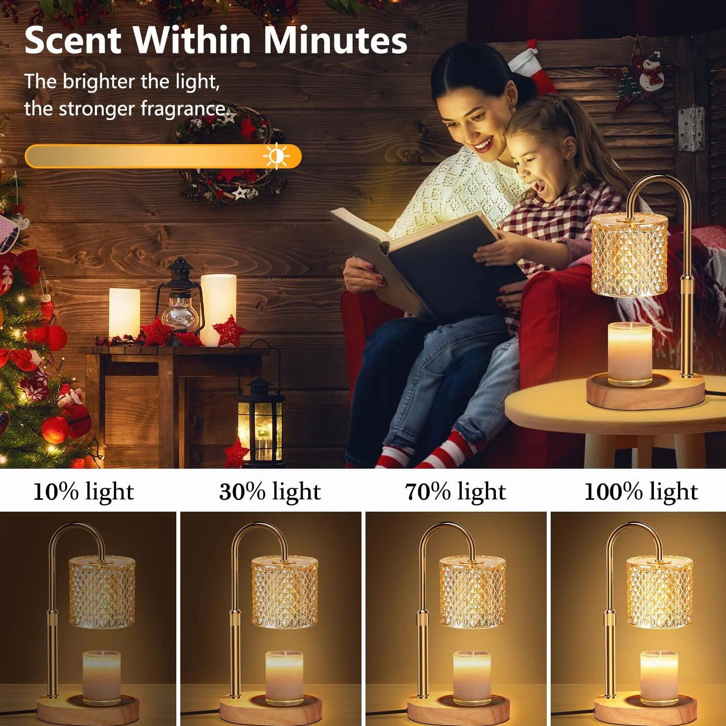 Lampada Scalda Candela con Timer & Dimmer, Candle Warmer Lamp– Altezza Regolabile (9-15 cm), 4 Livelli Luminosità, Senza Fiamma (Sicuro per Bambini) – Regalo Elegante (Compleanno)
