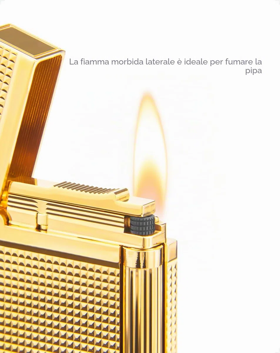 Accendino a Gas Ricaricabile, Fiamma Morbida, Ottone di Alta Qualità, Venduto Senza Gas