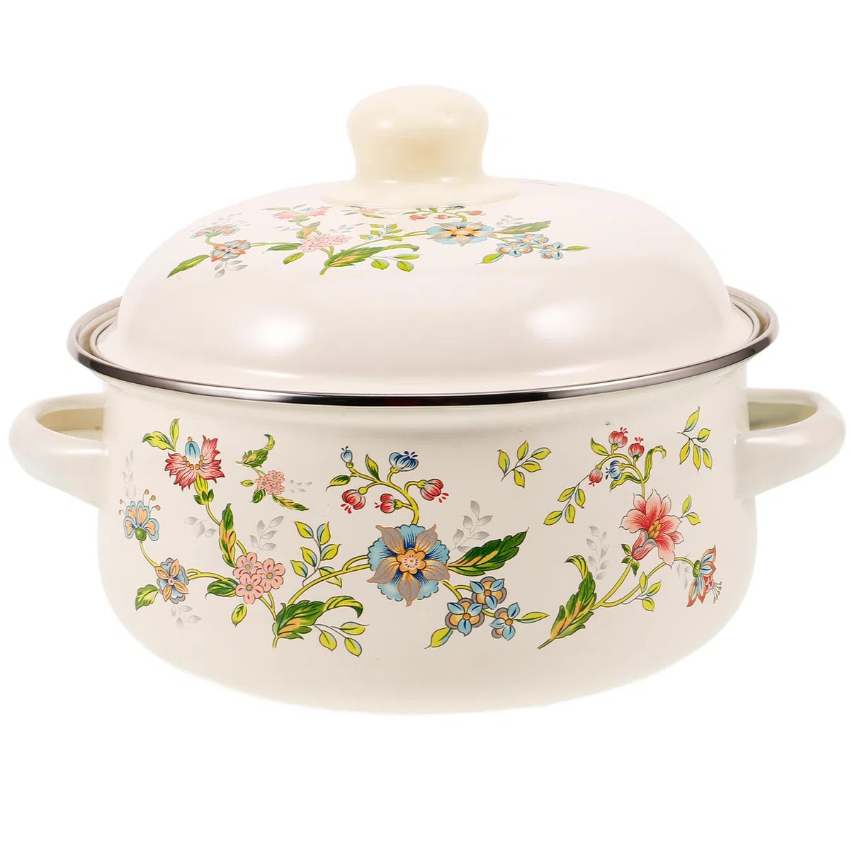 Pentola Smaltata per Cucina Domestica Coperchio, Distribuzione Uniforme del Calore, Antiaderente, per Zuppe e Stufati, Materiale Smalto Resistente
