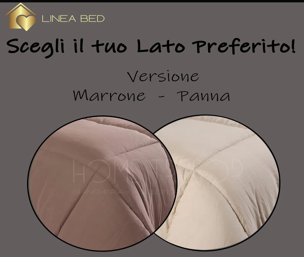 Home Tresor - Piumone Invernale Pesante Una Piazza e Mezza cm. 220x260 | Trapunta Piumino Letto alla Francese Calda e Morbida Microfibra 350gr/mq Tinta Unita Double Face (Marrone/Panna)