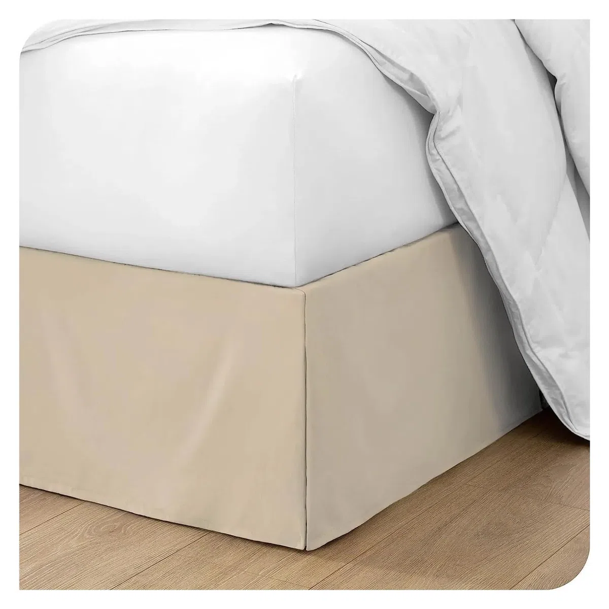 Gonna Letto Matrimoniale Gonna da Letto su Misura, Morbida e Confortevole, con Pieghe, in Tessuto Antipiega, Alta 15 Pollici(Beige,160x190 x 35 cm)