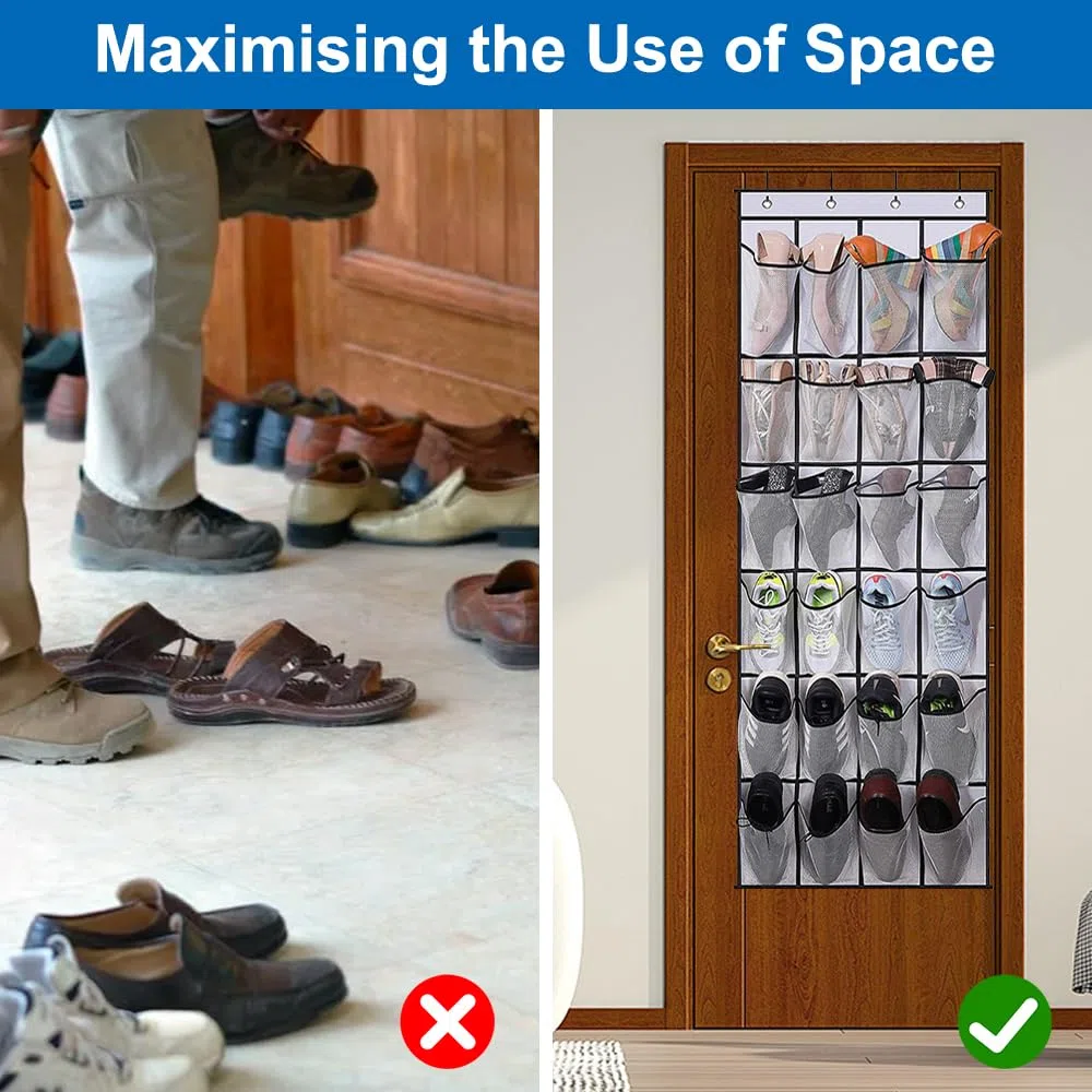 Scarpiera a Sospensione da Porta a 24 Scomparti, Scarpiera da Appendere Alla Porta, Porta Scarpe da Appendere, Organizer Sopra la Porta per Scarpe, per Camera da Letto, Soggiorno, Bagno