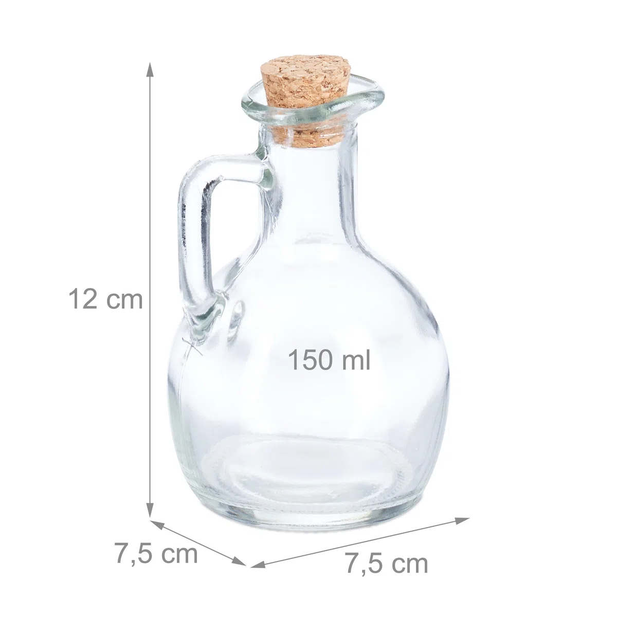 Relaxdays Oliera con Tappo in Sughero, Set da 24 Ampolle da 150 ml in Vetro, Porta Olio d'Oliva e Aceto, Salvagoccia