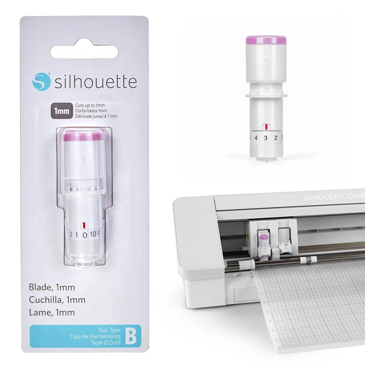 Silhouette America 1mm Manual Adjust Blade for Models, 1 mm, Alluminio, Lama Premium per Cameo 4 e Portrait 3