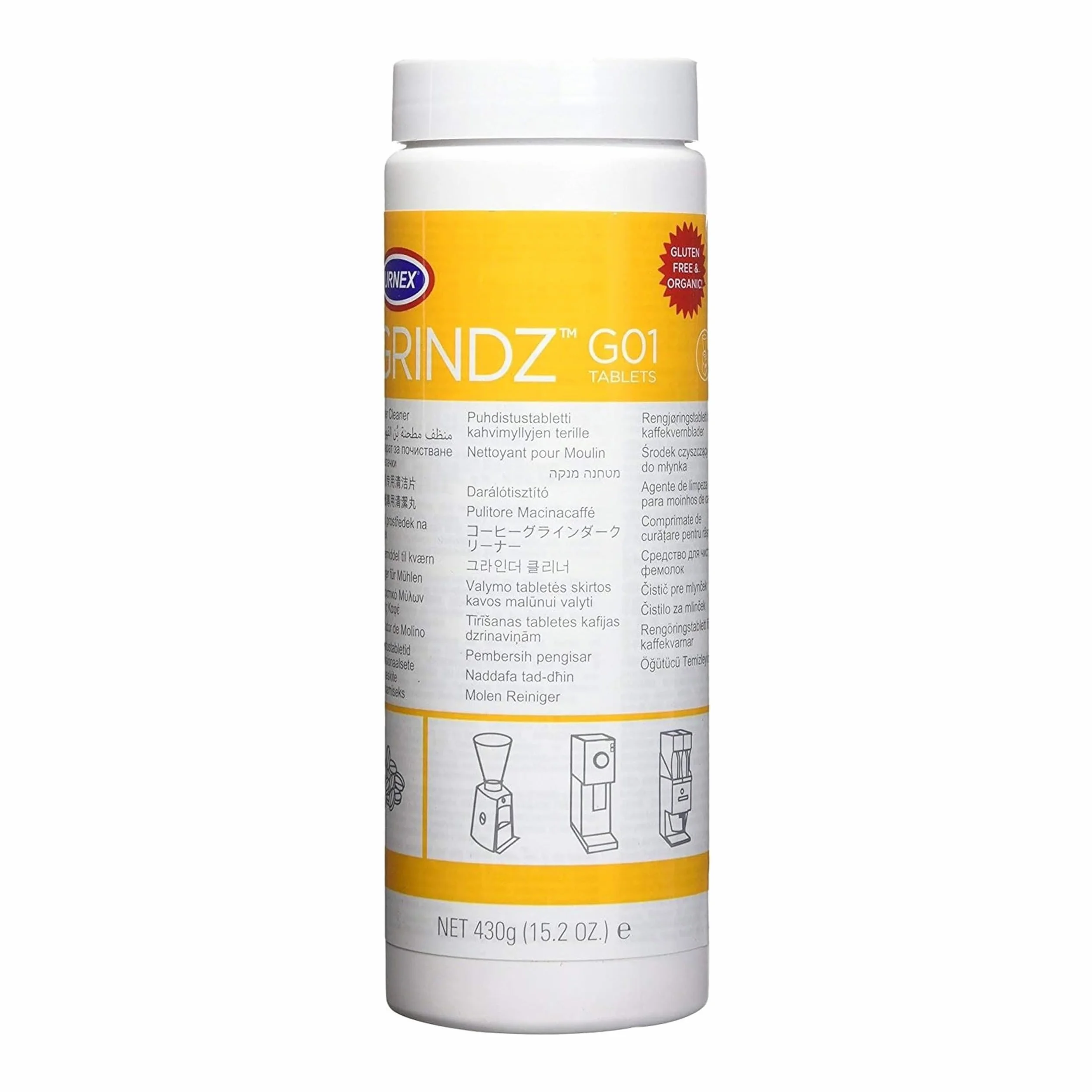 Urnex Grindz - Compresse per la Pulizia di Macinacaffè - Prodotti per la Pulizia - 430 g