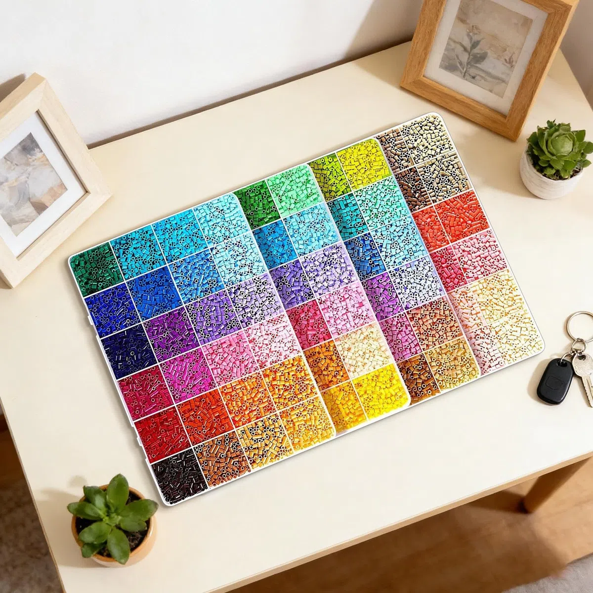 Generisch Perline da stirare per bambini, set fai da te fatto a mano, 24-96 colori, perline da stirare per feste di compleanno per bambini, progetti scolastici, attività familiari, campo estivo a casa