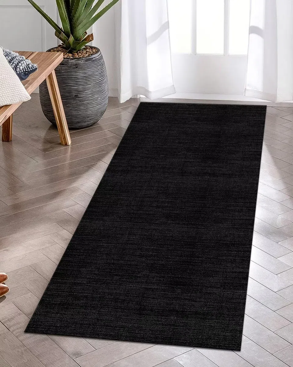 Tappeto Passatoia Cucina Antiscivolo Lavabile Lungo Tappeti Runner ingresso interno Camera dei Bambini 50X200CM Moderno Antimacchia Tappeto Corridoio Nero Grigio 3D Tappetini bagno Entrata Soggiorno