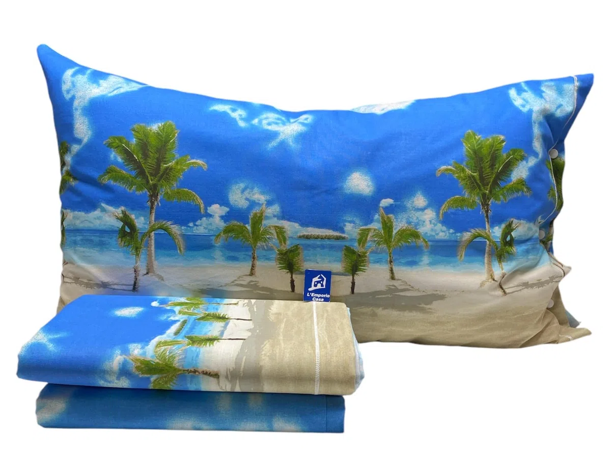 L'Emporio Casa Set Lenzuola Completo di Cotone 100% Italiano Tramonto Coralli Stelle Luna Pesci Varie Misure (Zanzibar, Piazza e Mezzo)