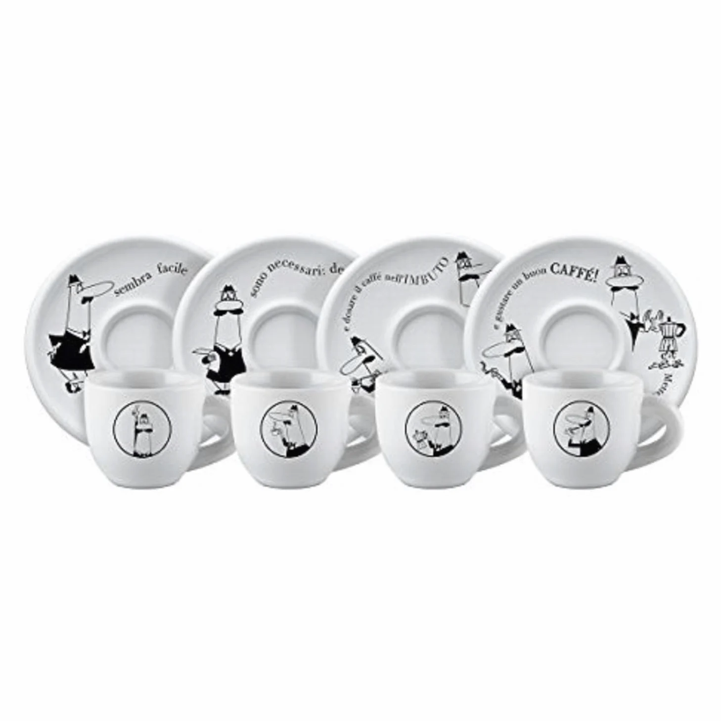 Bialetti Set 4 TAZZINE Moka CAROSELLO Tazze Colazione, Multicolore, Unico, 4