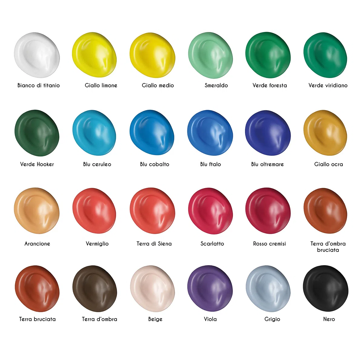 Zenacolor Kit di 24 Colori Acrilici, 24 Tubetti da 120 ml, 24 Colori Tempere per Dipingere, per Legno, Bricolage, per Adulti.