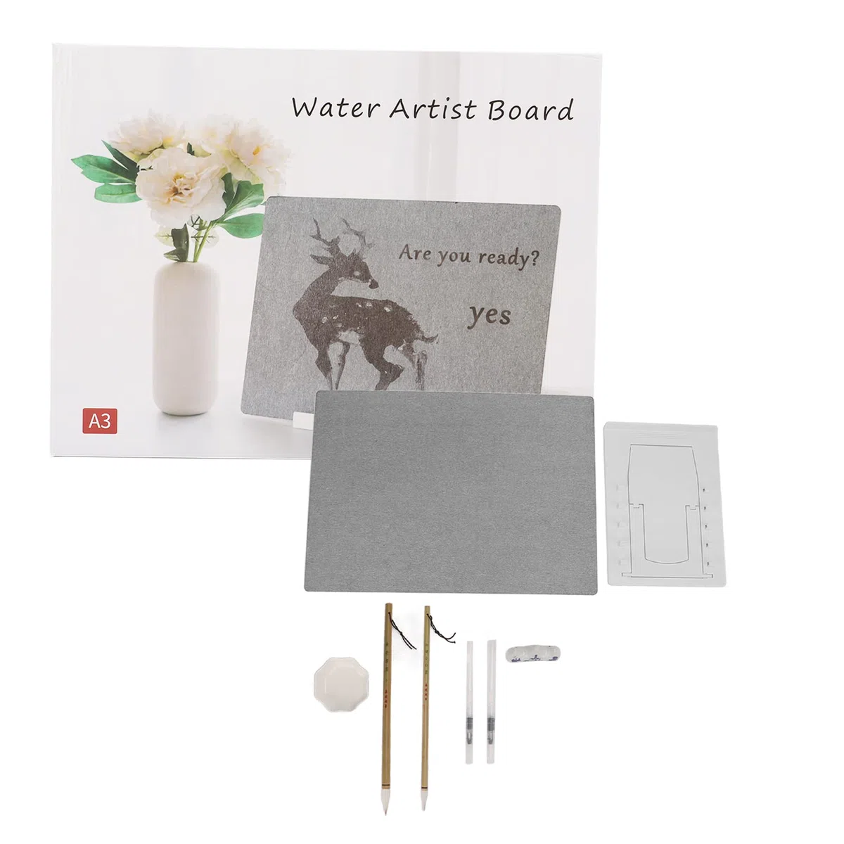 Water Doodle Mat Tavolo da disegno Acqua trasparente Scrittura PP Piastra inferiore riutilizzabile Supporto pieghevole Buddha Meditation Art Board per l'apprendimento
