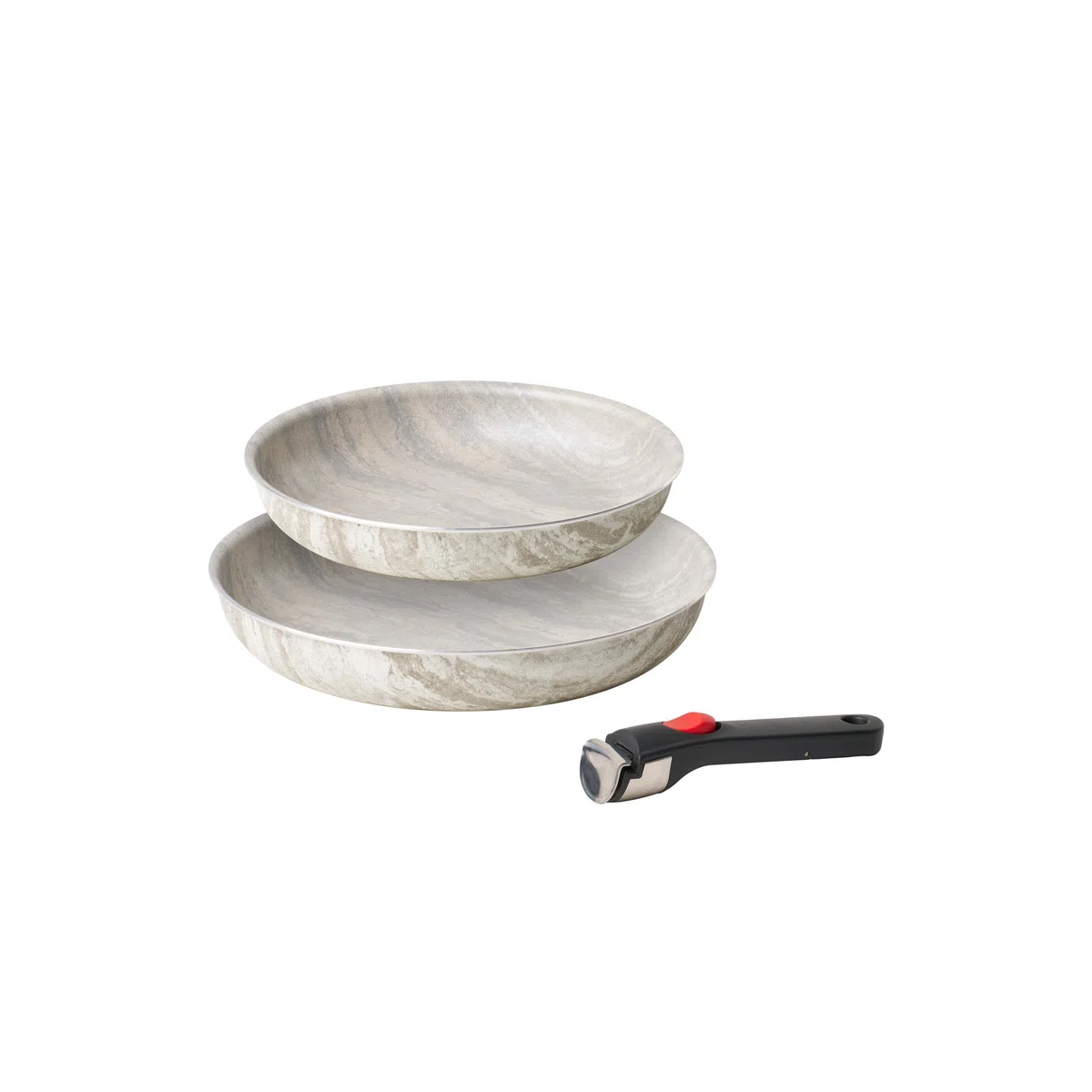 Guzzini ChefLine MARBLE MADE IN ITALY - SET 3 pezzi: 2 PADELLE (CM 24 e CM 28) con MANICO removibile