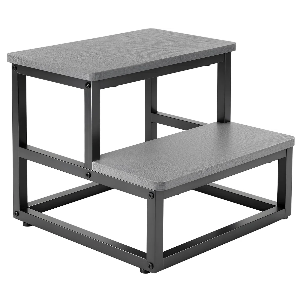 ROTTOGOON Sgabello a 2 gradini per adulti e bambini, antiscivolo, in legno, telaio in metallo con portata di 500 kg, design arrotondato, poggiapiedi per cucina, bagno, camera da letto, roulotte