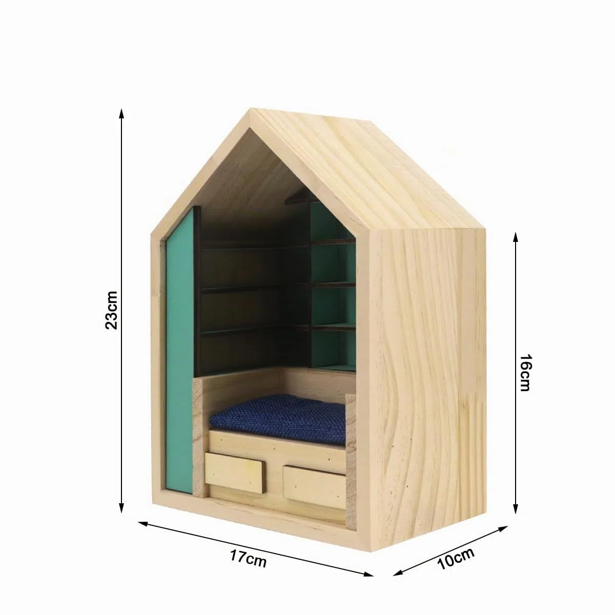 Libreria per l'Ansia, Scaffale per Allontanare l'Ansia, Mini Libreria con 200 Mini Libri, Antistress, Miniatura in Legno di Libreria, Ornamento per Libreria (1, Forma di Casa)