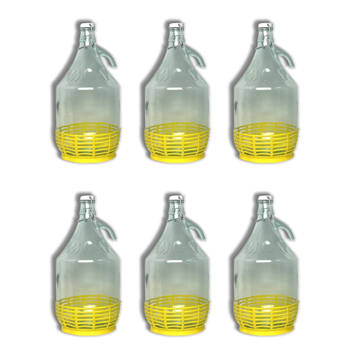 FERROELETTRA Damigiana Vetro 5 Litri - Bottiglione con Chiusura Meccanica Ermetica Con Guarnizione Dama per Olio - Contenitore Olio 5 Litri - Damigiane e Bottiglioni per Prodotti Alimentari (6 Pezzi)
