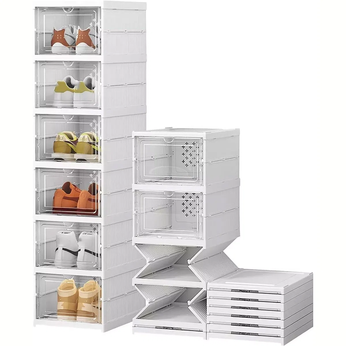 Scarpiera Salvaspazio Slim Pieghevole 6 Ripiani Organizer Portascarpe Compatto Facile da Montare, Armadio Portatile per Scarpe, Ciabatte, Sneaker e Accessori