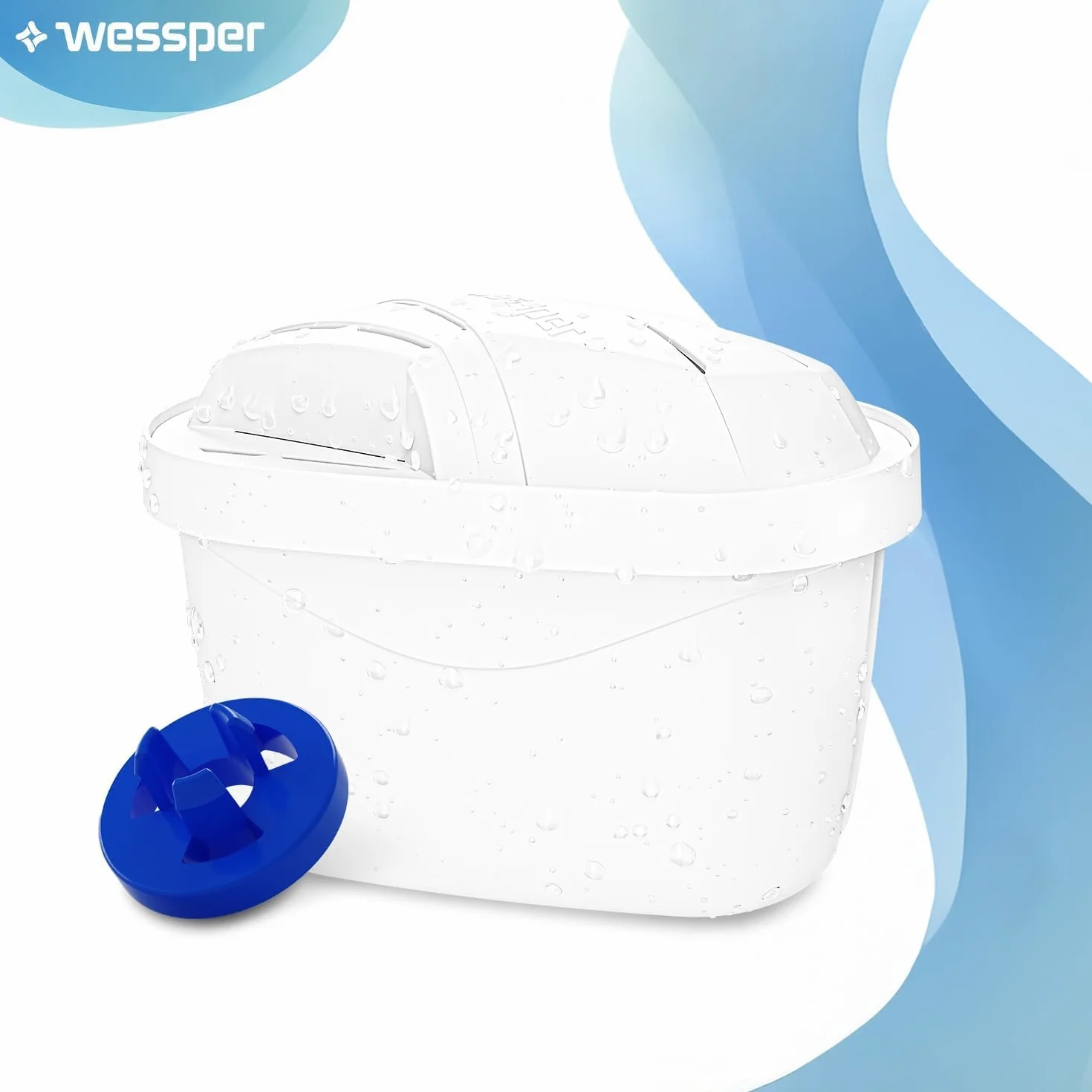 Wessper Set di 12 Filtri per Acqua Compatibili con Brita Maxtra+, Maxtra Pro, Caraffe Marella, Style, Elemaris – Cartucce Filtranti Ricambio per Caraffa Filtrante – Riduce Cloro e Calcare