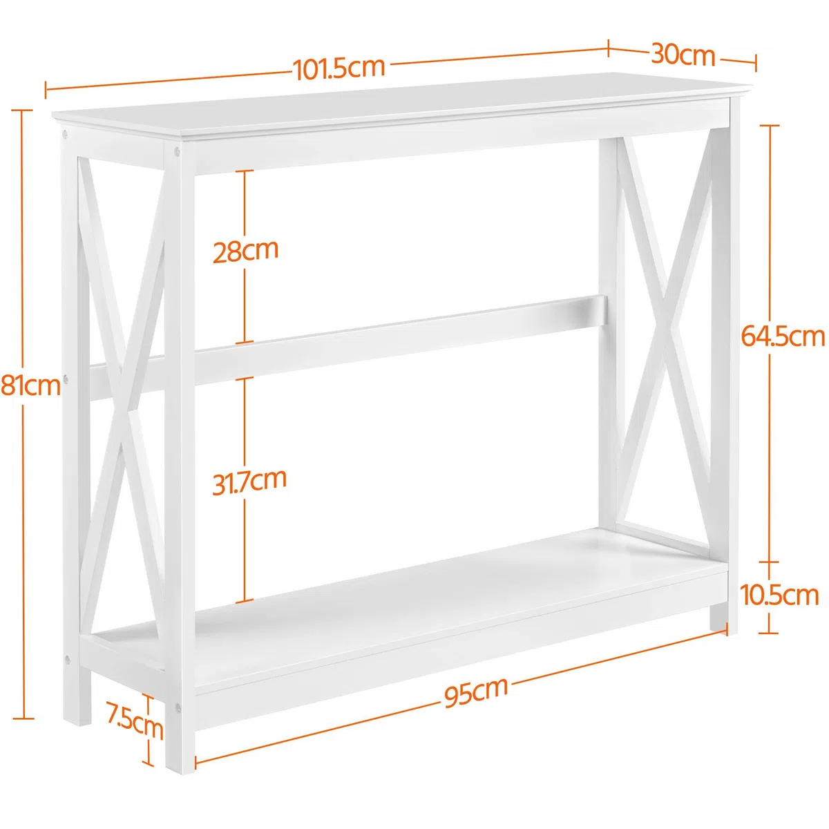 Yaheetech Mobile Ingresso Moderno Tavolino Consolle da Entrata Consolle da Divano a 2 Ripiani Stuttura a X Tavolo d Ingresso Salvaspazio 2 Livelli Soggiorno Corridoio 102 x 30 x 81 cm Bianco