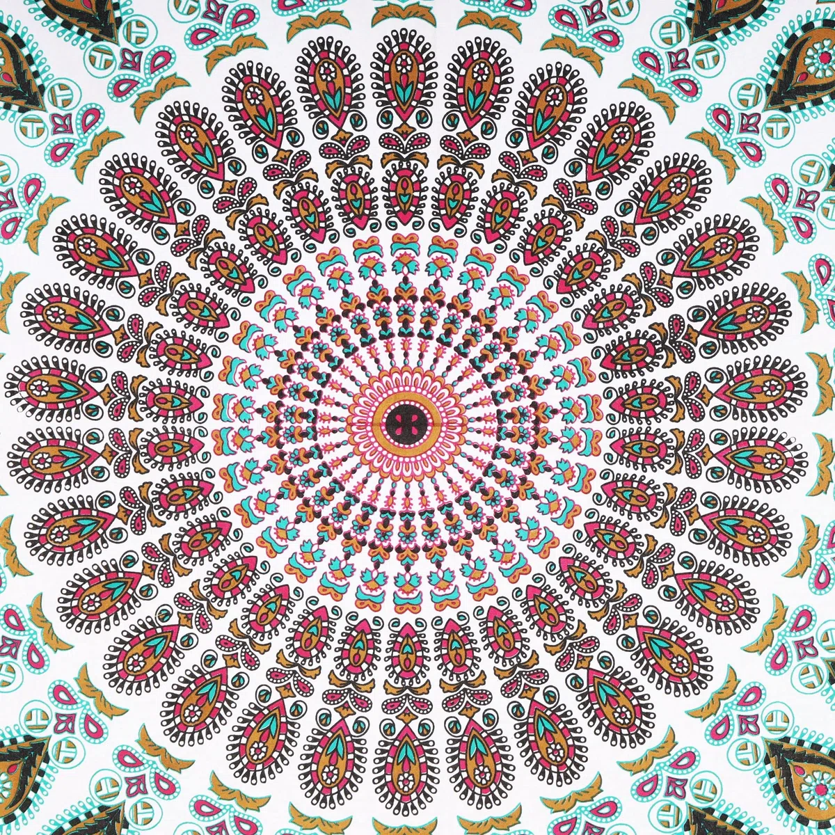 Bless International Arazzo da appendere alla parete o per biancheria da letto, stile hippie indiano, bohémien, psichedelico, pavone, mandala (floreale oro, king size, 225 x 265 cm)