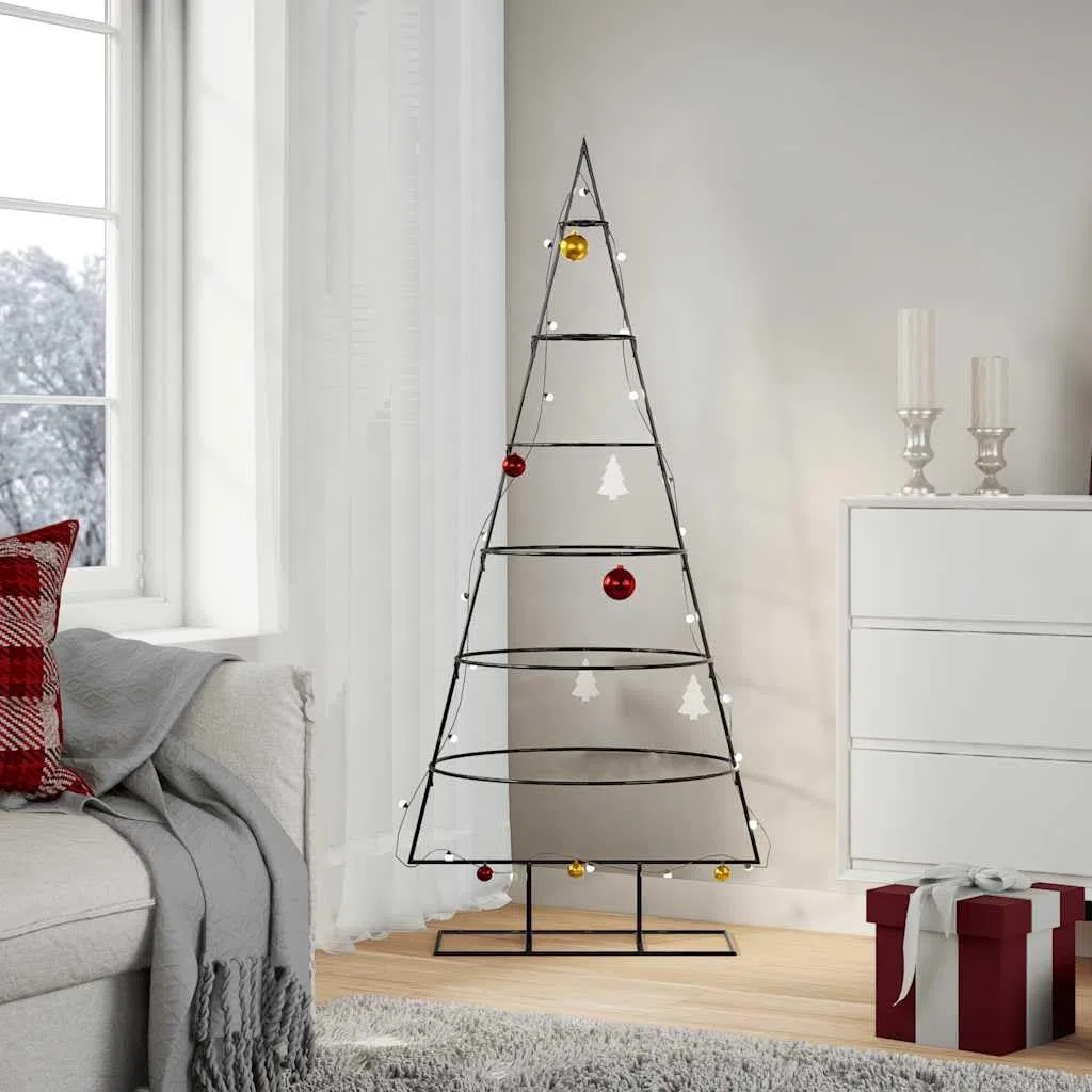 vidaXL Albero di Natale Decorativo in Metallo Nero 150 cm, Albero di Natale Decorativo, Albero di Natale, Decorazione di Natale