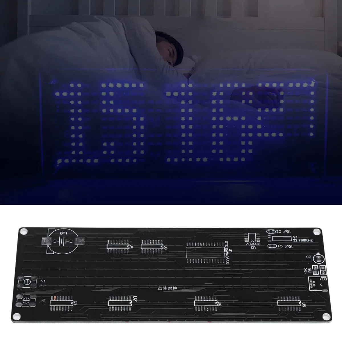 Kit Orologio Digitale LED Fai-da-Te, Guscio in Acrilico Elettronico a Reticolo Digitale 5V, Kit Pratica di Saldatura Sveglia Fai-da-Te, per Studenti e Fai-da-Te