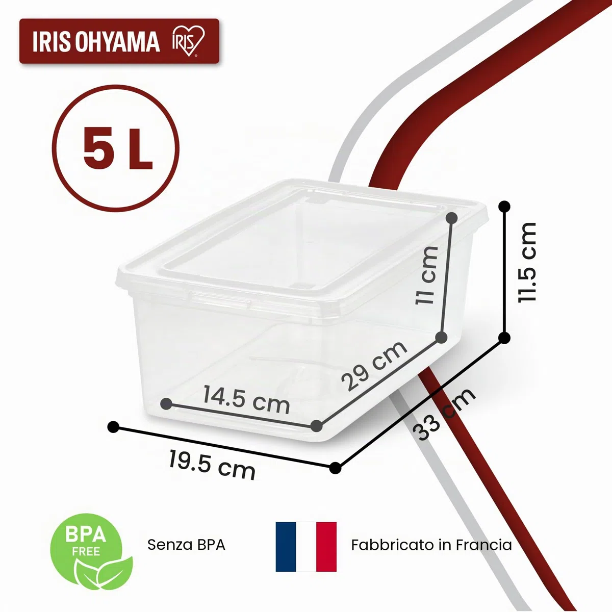 Iris Ohyama Scatole Portaoggetti, 5L, Set di 10, Trasparente, Chiusura facile, Impilabile, Plastica Trasparente, Per Armadio, Scaffali, Scuola, Organizzazione, Giocattoli, Cartoleria, Scarpe, CNL-5