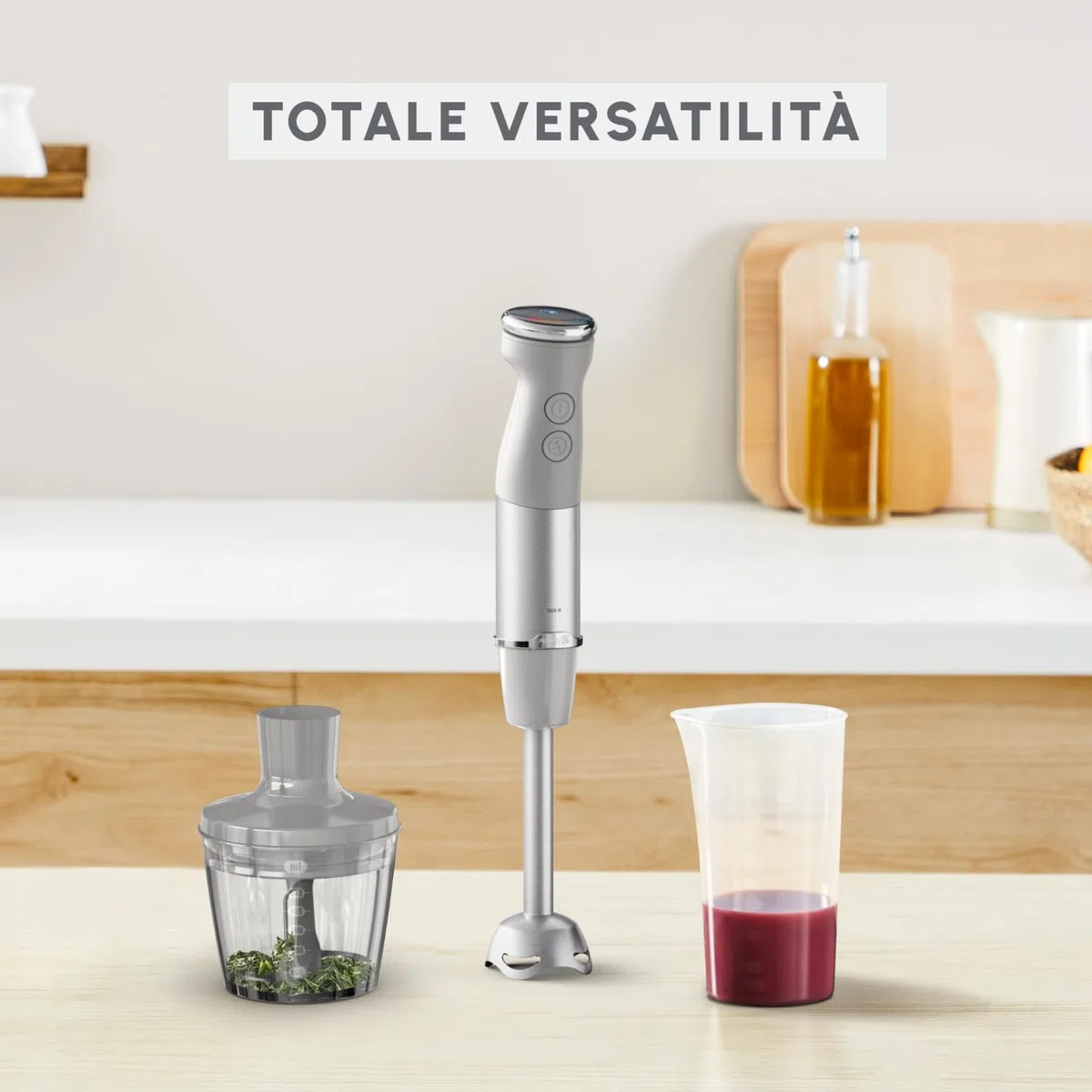 Moulinex Quickchef+, Frullatore a Immersione, Tecnologia con Lame Powelix, 1000 W, Modalità Silenziosa, 20 Velocità, Modalità Turbo, DD672B